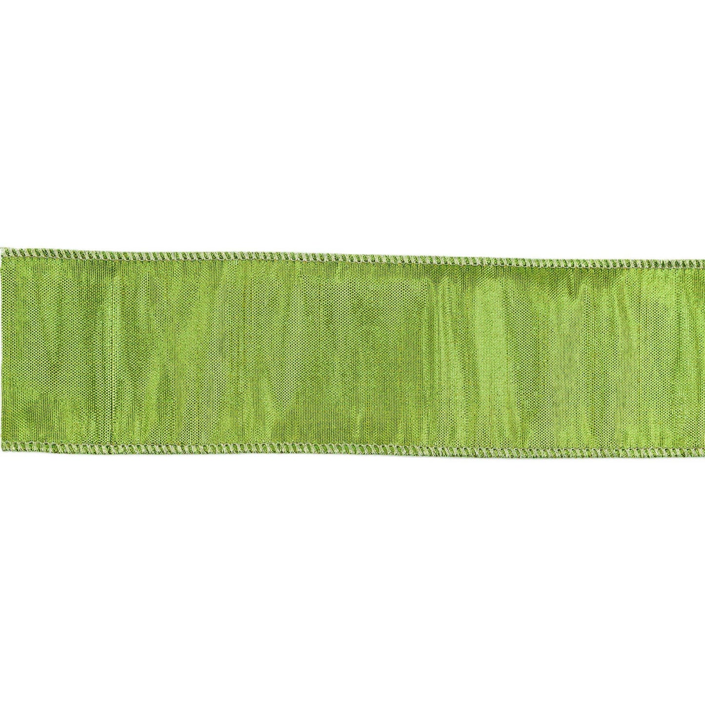 LA Ribbons Wholesale - 2 1/2" Wired Metallic Dupioni Ribbon | Apple Green | 10 Yard Roll