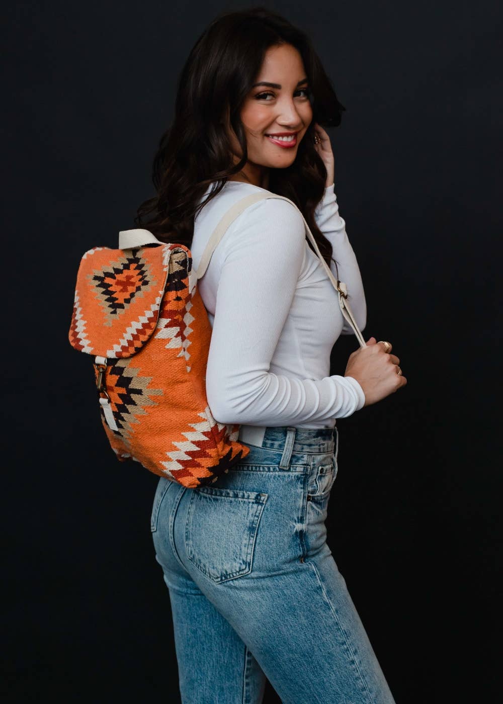Panache Apparel Co. - Orange, White & Red Aztec Backpack