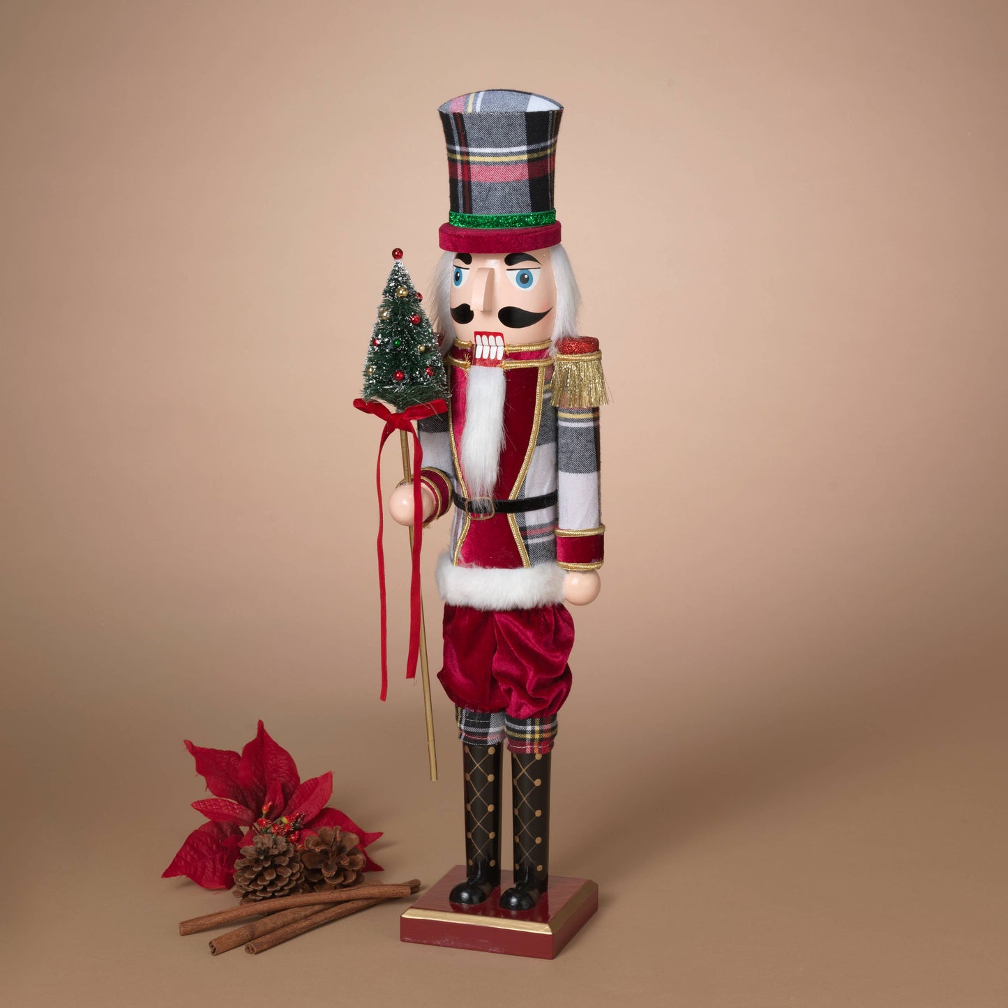 The Gerson Companies - Christmas 24"H Wood Nutcracker w/ Plaid Hat