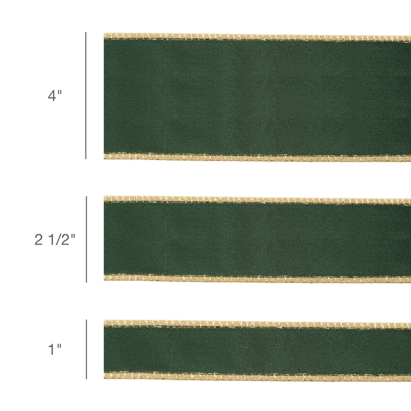 LA Ribbons Wholesale - 2 1/2" Reversible Classic Velvet Wired Ribbon | Green/Gold | 10 Yard Roll