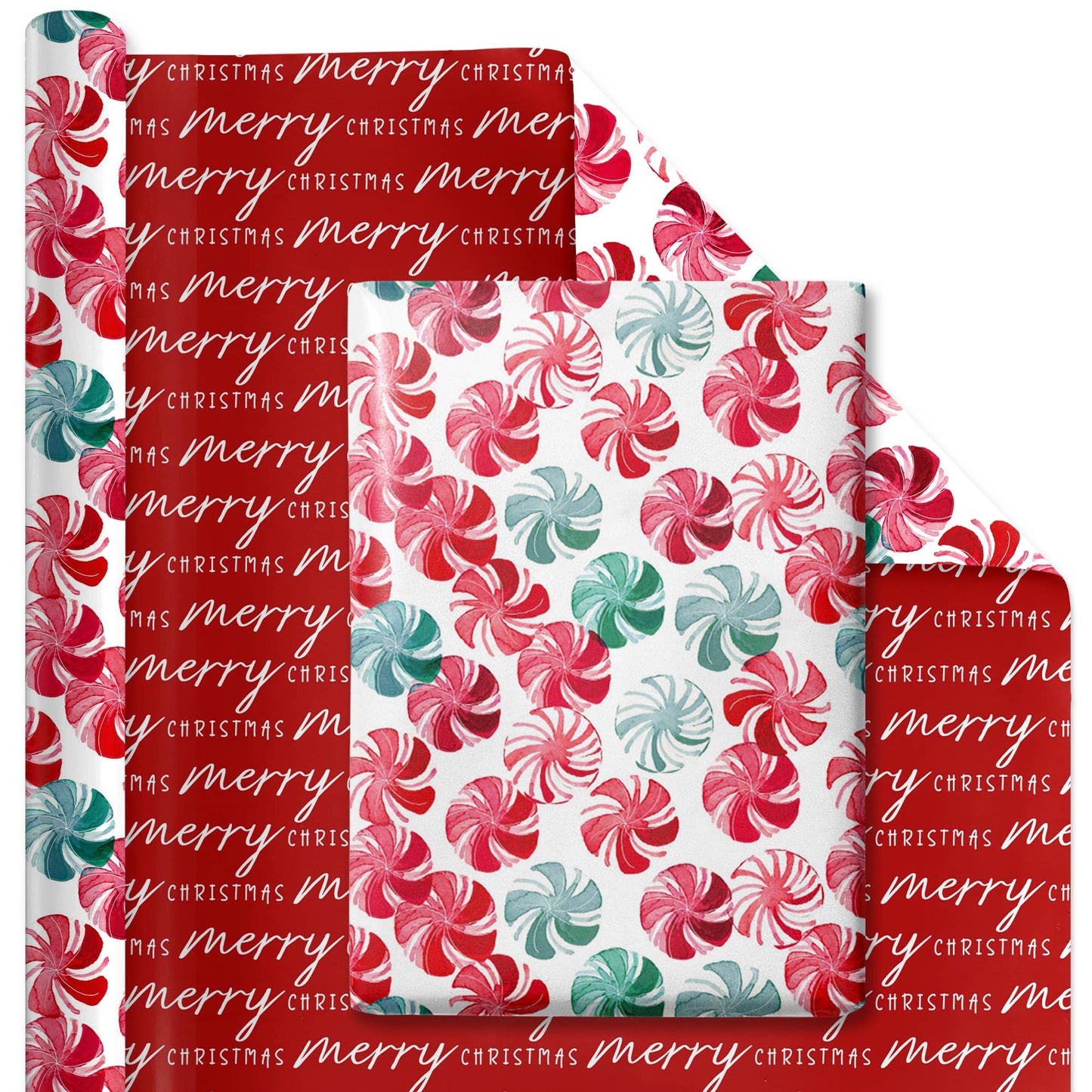 LA Ribbons Wholesale - 30" x 10' Watercolor Christmas Wrapping Paper 4-pack