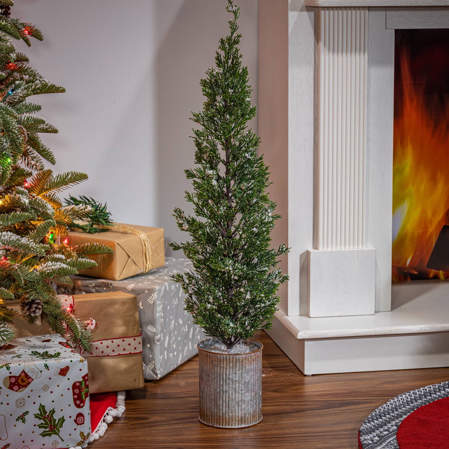 The Gerson Companies - 35 in. Snowy Pine Christmas Tree in Tin Pot