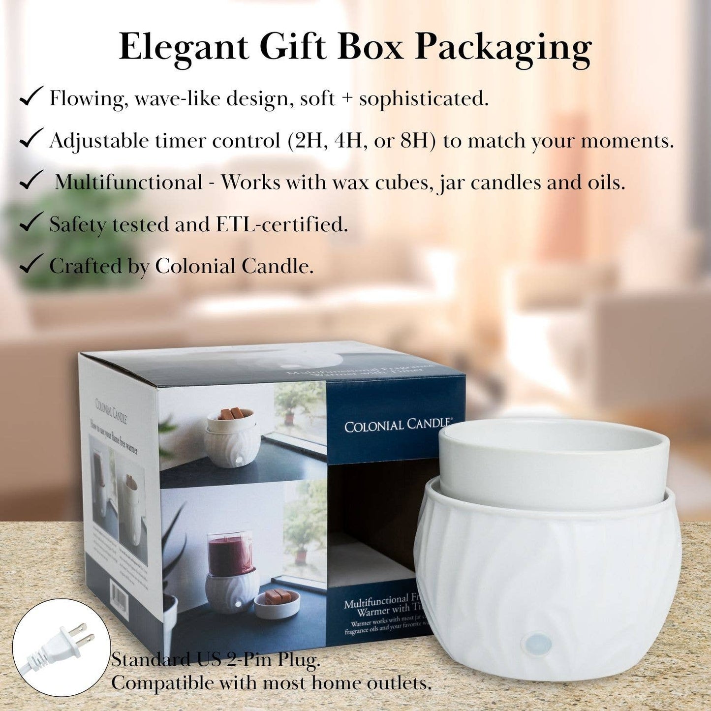 MVP Group International INC - Colonial Candle 3-in-1 Electric Warmer with Timer, Black