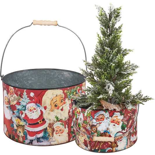 Primitives by Kathy - Retro Santa Bucket Large