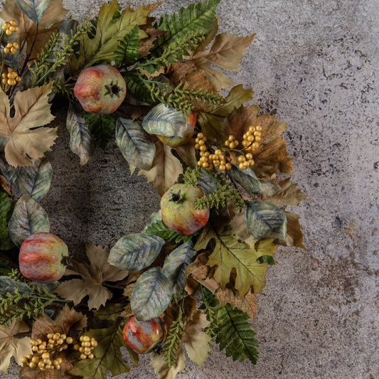 24" POMEGRANATE & BEIGE BERRY WREATH