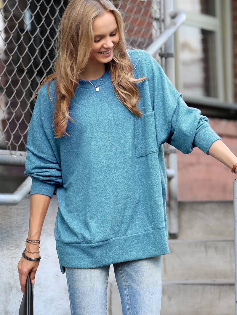 ",...._ Brushed Melange Drop Shoulder Oversized Sweater