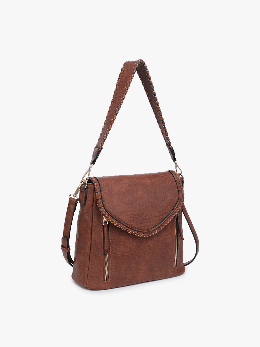 Jen & Co. - M2167 Lorelei Double Zip Whipstitch Trim Crossbody