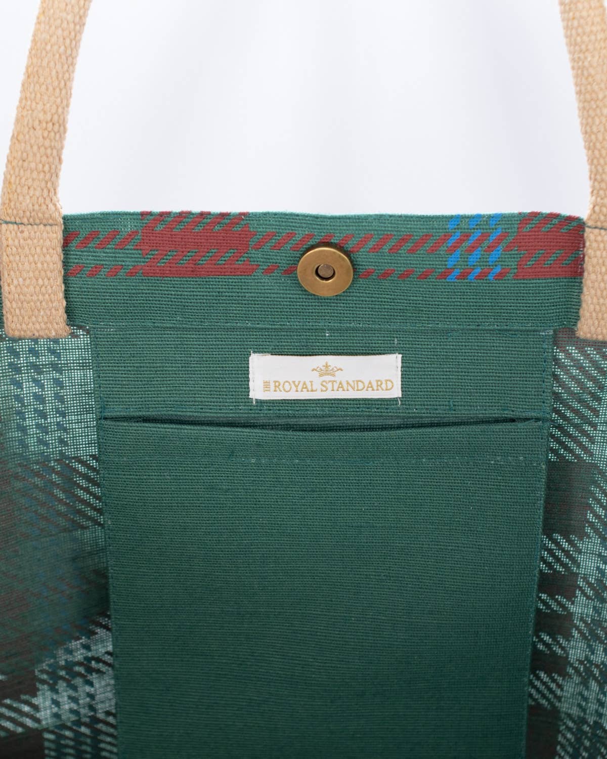 The Royal Standard - Telluride Plaid Juco Carryall Tote   Green/Red   22x19x8