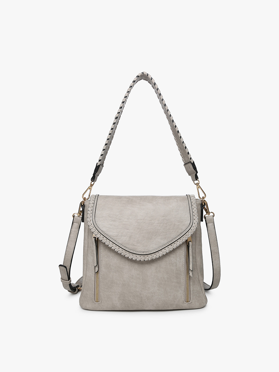 Jen & Co. - M2167 Lorelei Double Zip Whipstitch Trim Crossbody