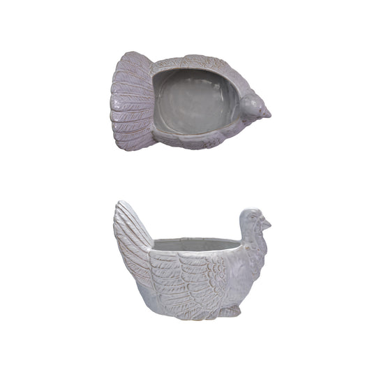 Stoneware Turkey Shaped Bowl, Reactive Glaze (Each Will Vary)
