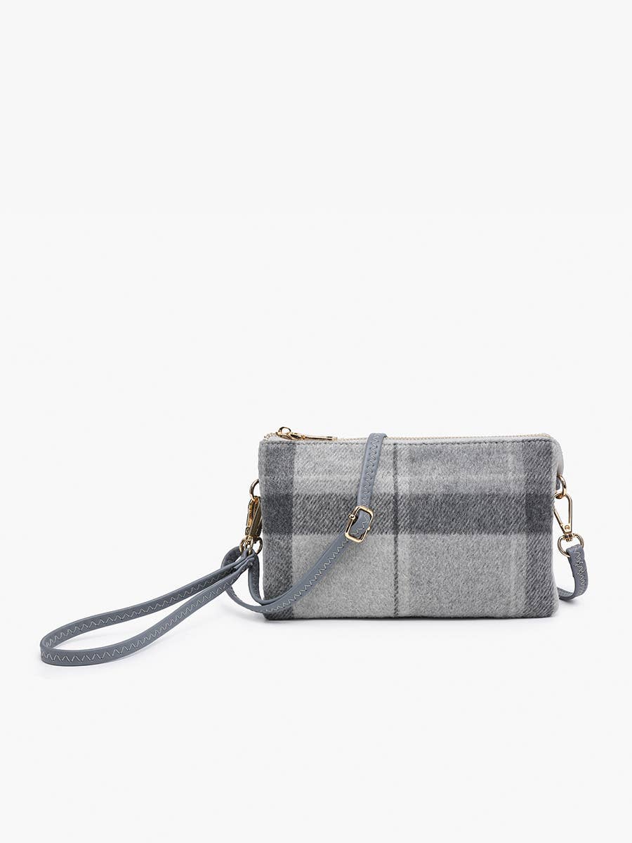 Jen & Co. - M013-PLD Riley Plaid 3 Compartment Crossbody/Wristlet