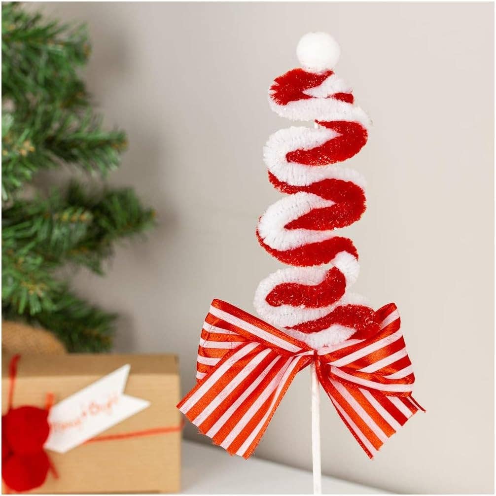 Factory Direct Craft - 10-1/2"  Christmas Chenille Ribbon Candy Pick