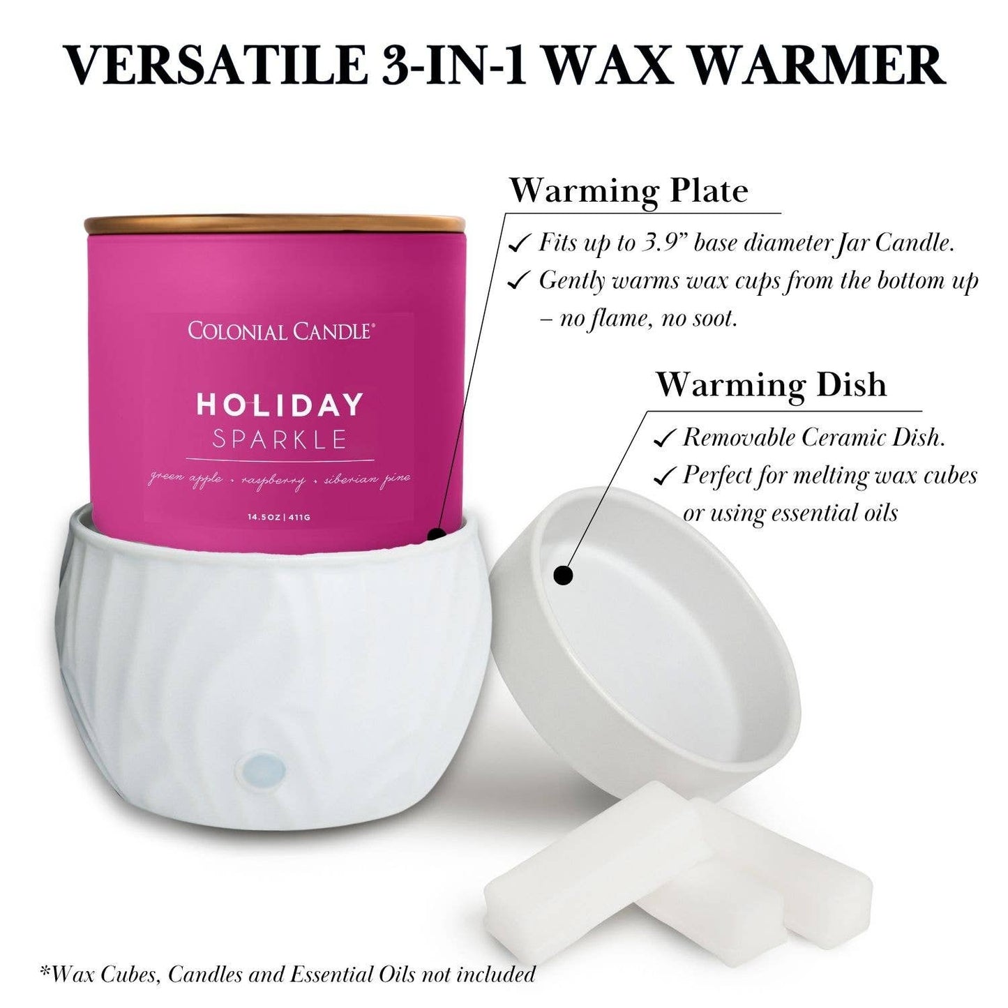 MVP Group International INC - Colonial Candle 3-in-1 Electric Warmer with Timer, Black