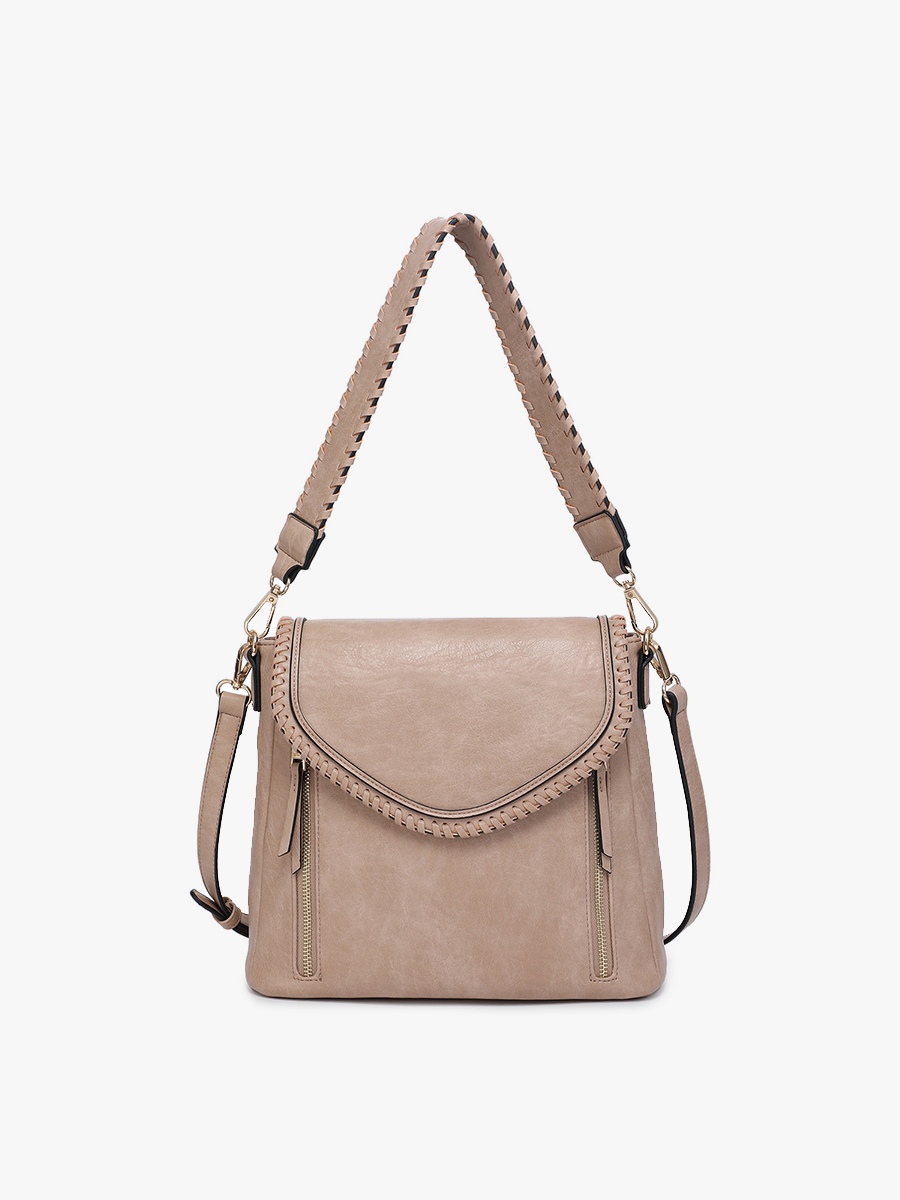 Jen & Co. - M2167 Lorelei Double Zip Whipstitch Trim Crossbody