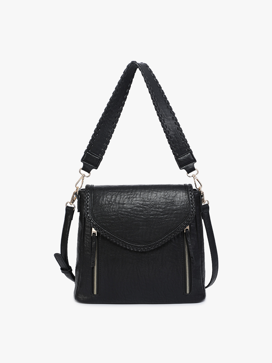 Jen & Co. - M2167 Lorelei Double Zip Whipstitch Trim Crossbody