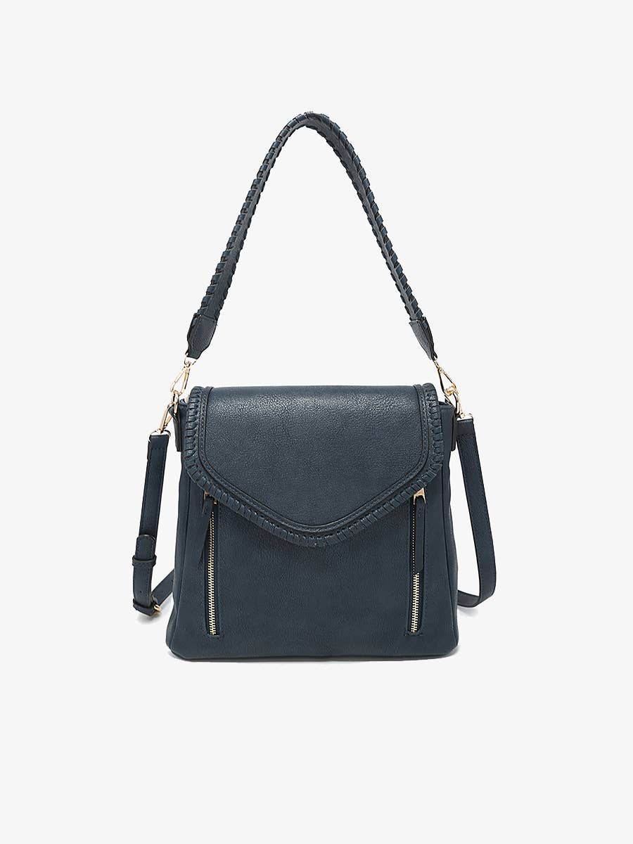 Jen & Co. - M2167 Lorelei Double Zip Whipstitch Trim Crossbody