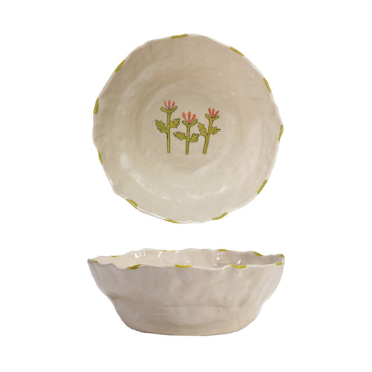 Hand-Painted Stoneware Serving Bowl