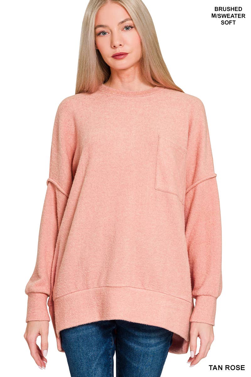 ",...._ Brushed Melange Drop Shoulder Oversized Sweater