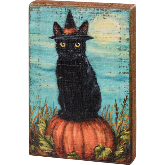 Black Cat Witch Block Sign