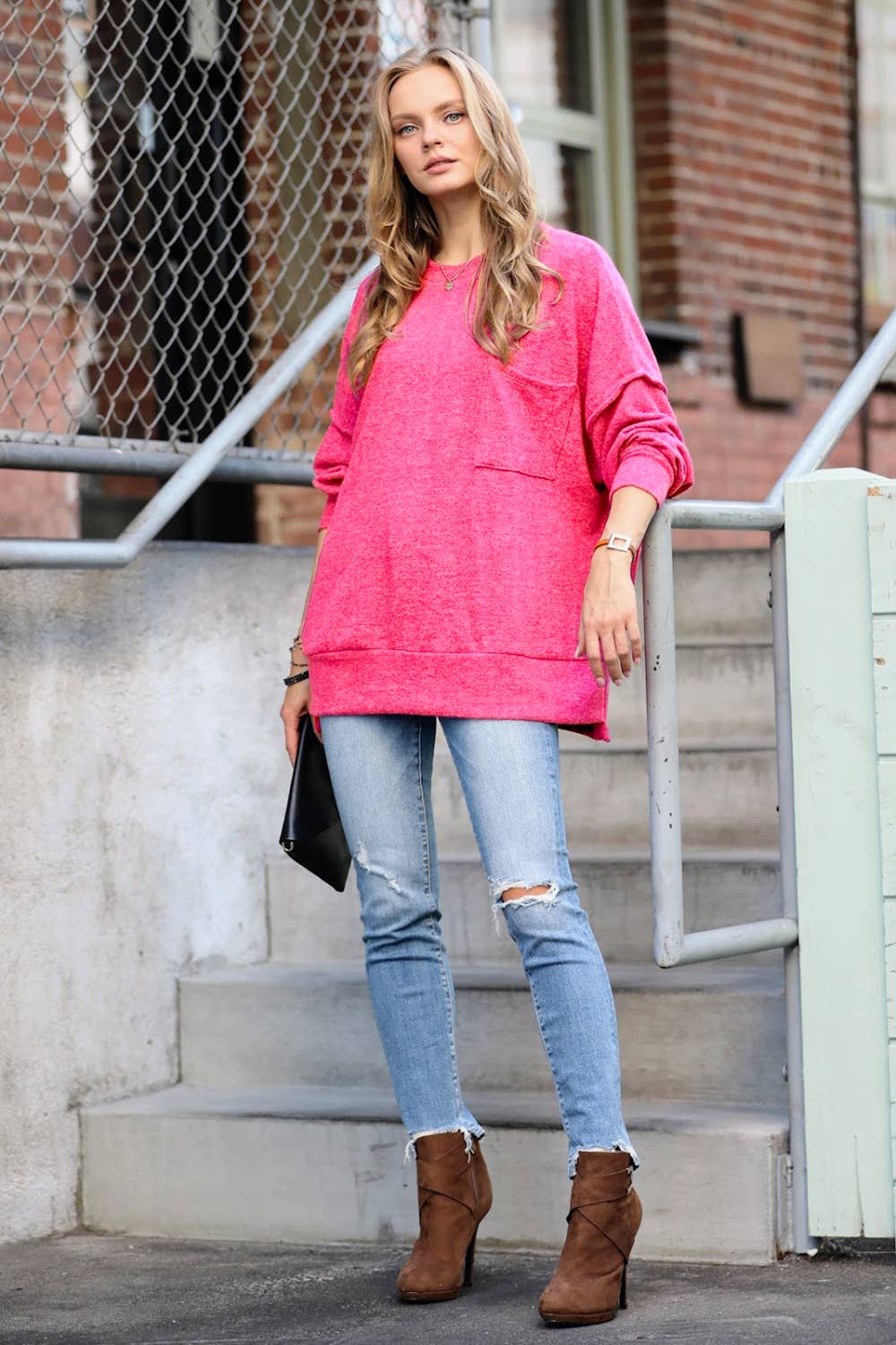 ",...._ Brushed Melange Drop Shoulder Oversized Sweater