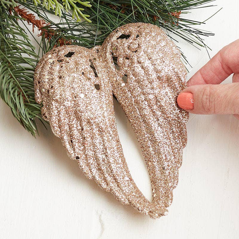Factory Direct Craft - Champagne Glitter Angel Wing Ornaments (Pack of 12 pieces)