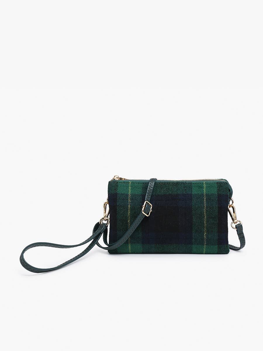 Jen & Co. - M013-PLD Riley Plaid 3 Compartment Crossbody/Wristlet
