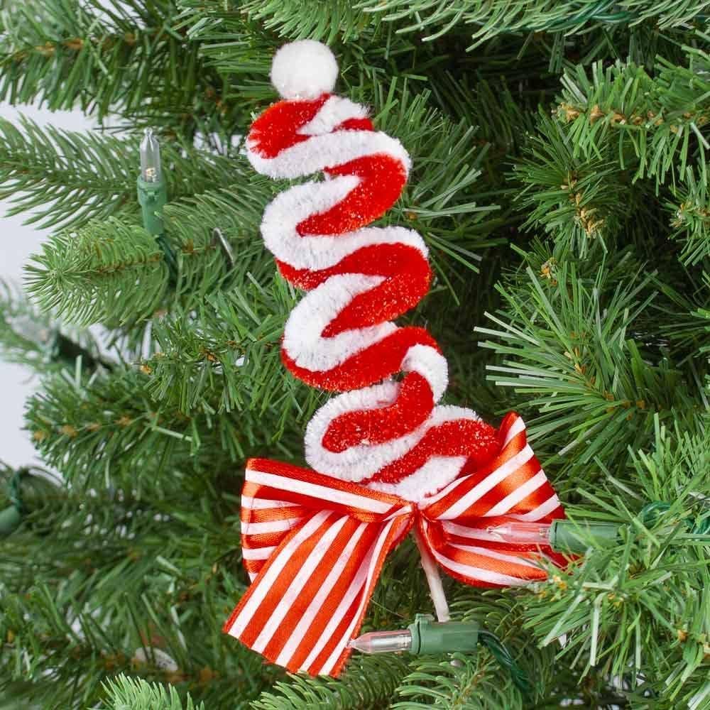 Factory Direct Craft - 10-1/2"  Christmas Chenille Ribbon Candy Pick