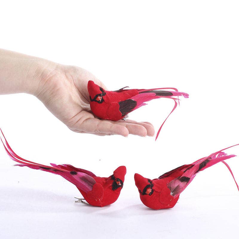 Factory Direct Craft - 6-1/2" Artificial Red Cardinal  w/clips (Pack of 12 Birds)