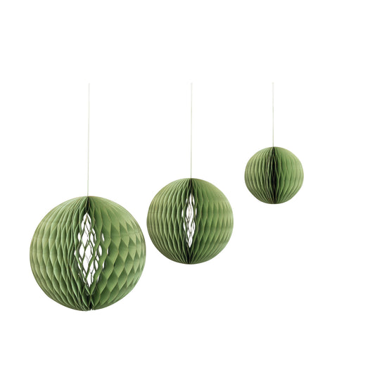 Round Handmade Recycled Paper Folding Honeycomb Ball Ornament, Set of 3
