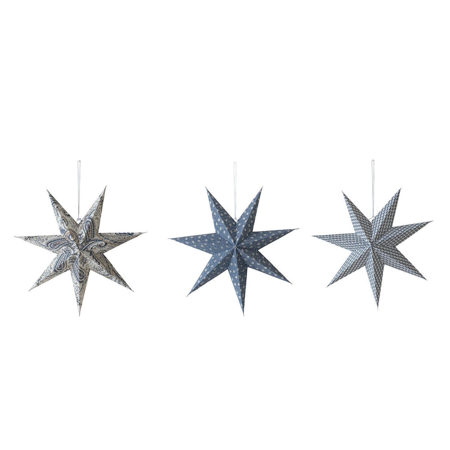Handmade Block Printed Paper Folding Star with Pattern, 3 Styles