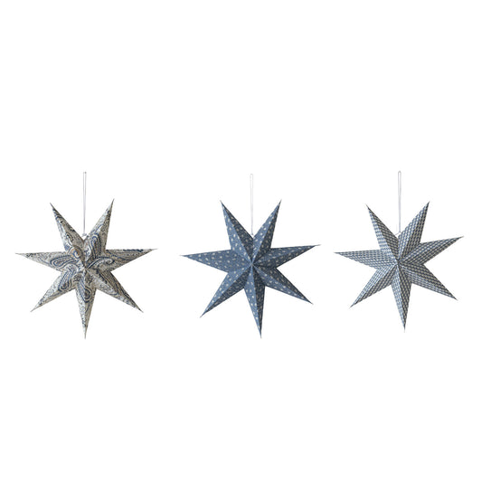 Handmade Block Printed Paper Folding Star with Pattern, 3 Styles