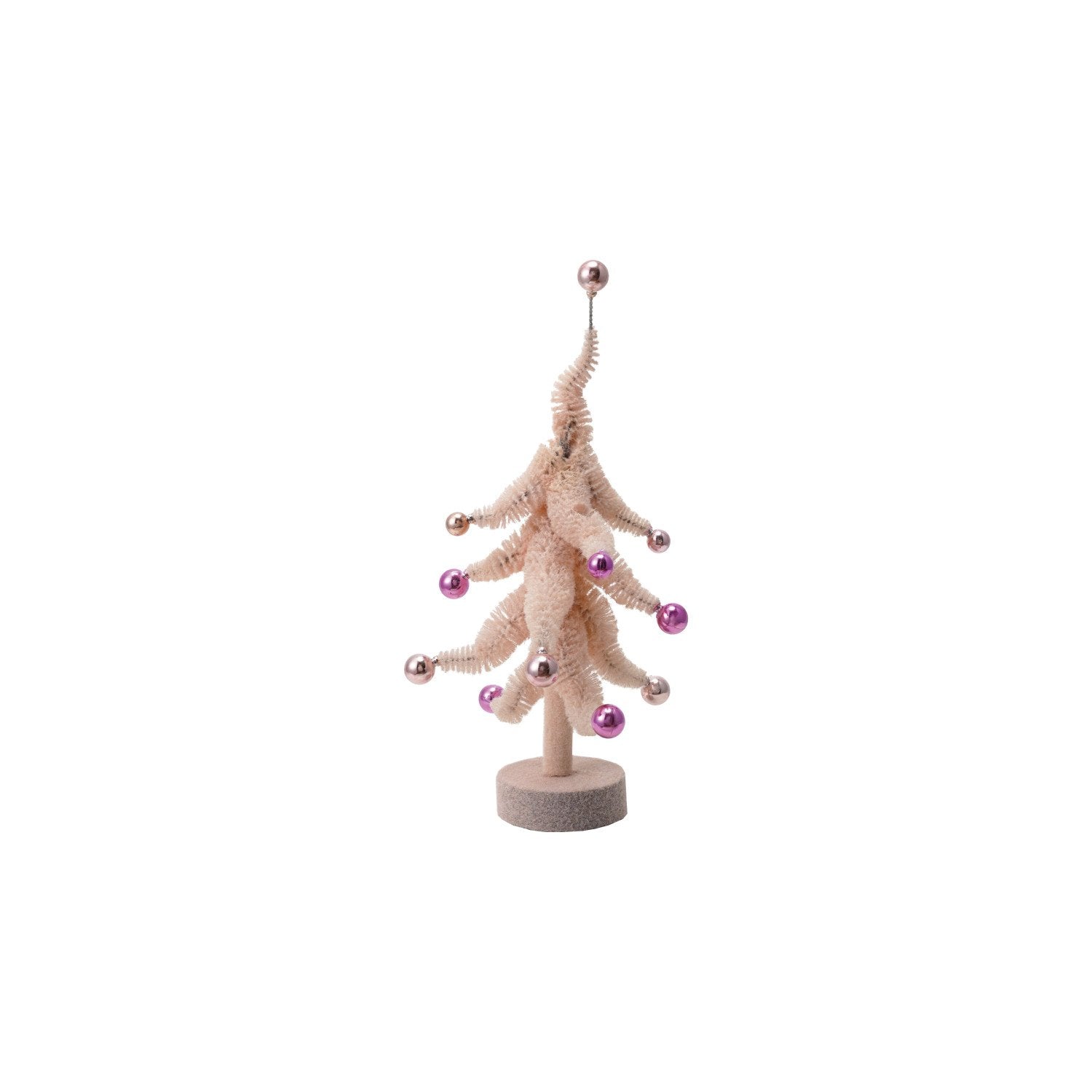 Flocked Plastic Bottle Brush Christmas Tree with Ball Ornaments