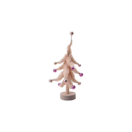 Flocked Plastic Bottle Brush Christmas Tree with Ball Ornaments